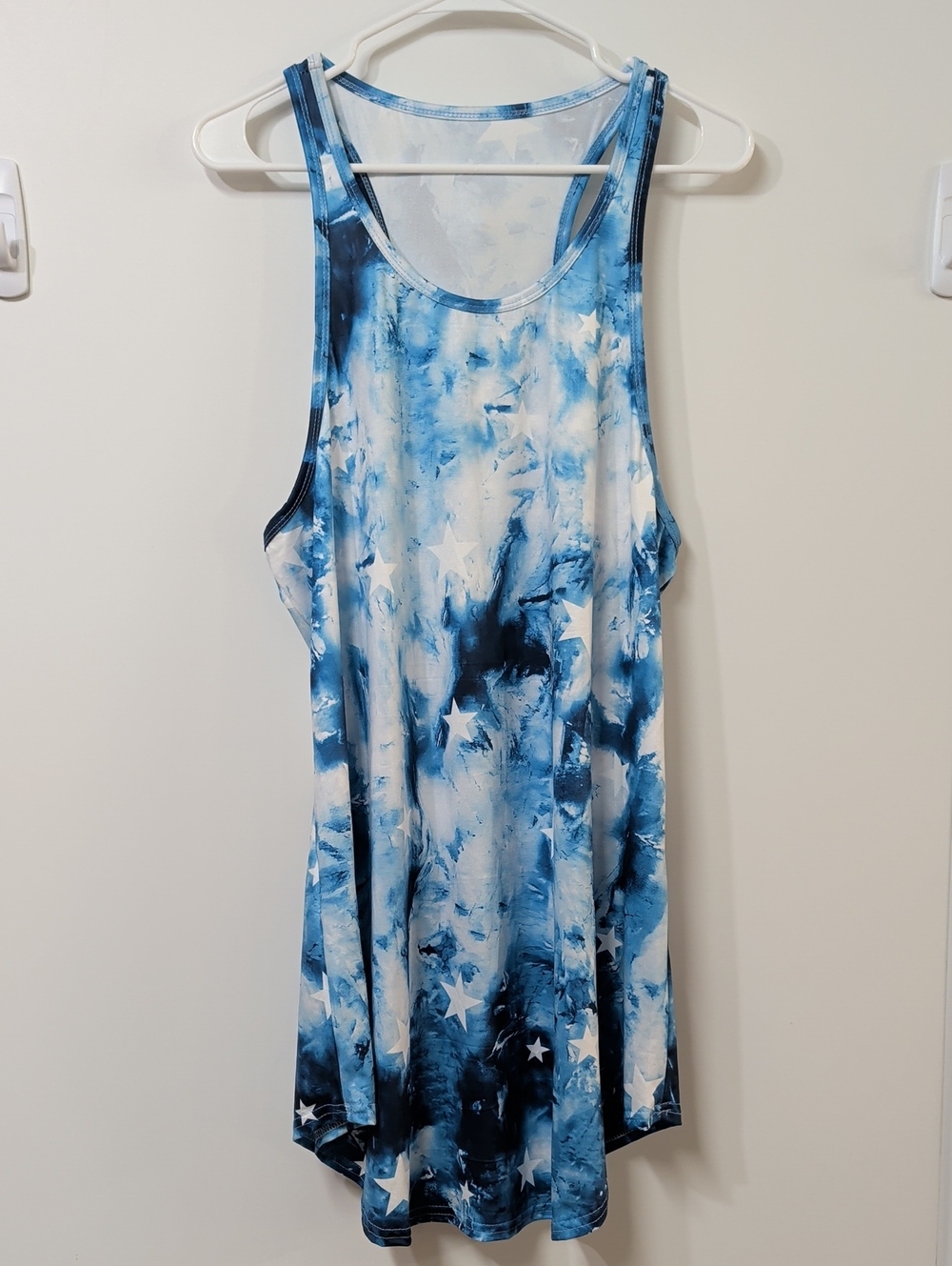 Blue Tie-Dye Star Racerback Coverup Dress 1XL NWOT